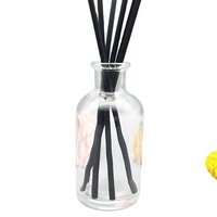 Bouteille ronde en verre vide pour diffuseur de parfum classique de 120 ml (4 oz) avec bouchon en liège, impression sérigraphique pour la décoration de la maison