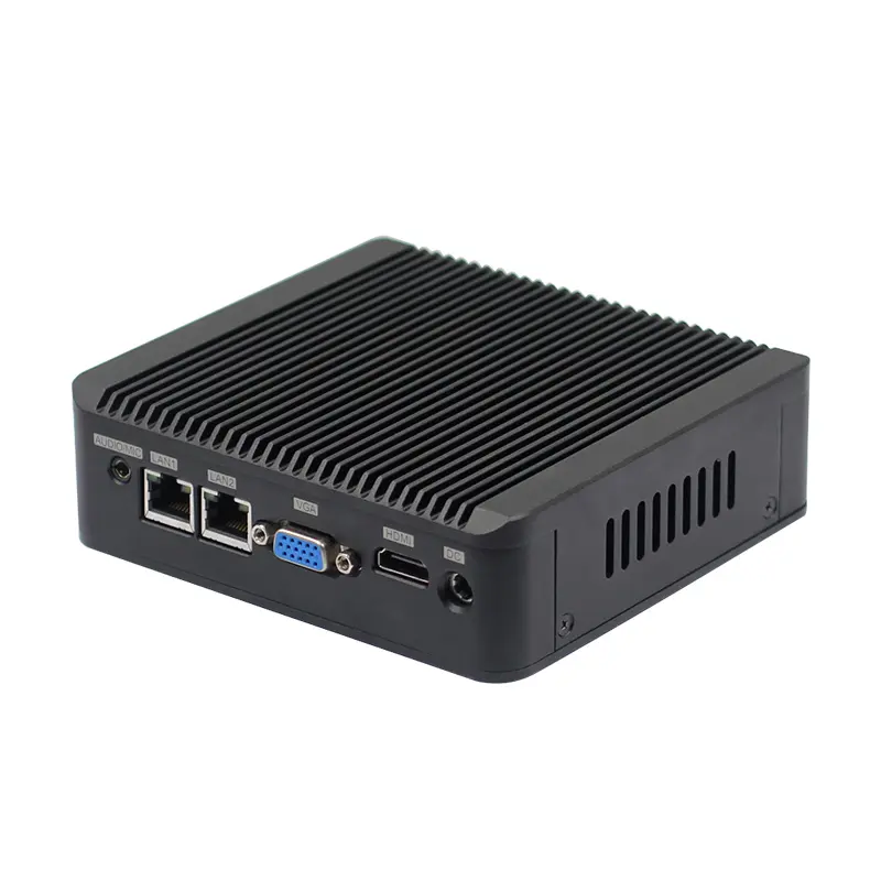 Không quạt Celeron j4125/j4105/j6412 Mini PC Router DDR4 2 LAN x86 Linux Barebone 6 * COM VGA LVDS nhúng công nghiệp Thin Client PC
