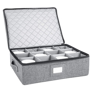 Holds 12 Coffee Mugs and Tea Cups Heavy Duty Storage Box Fabric Cup and Mug Storage Box