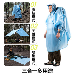 Beishanlang 3 In 1 Outdoor Raincoat Waterproof Hiking Poncho Adult Unisex Cycling Portable Water Blue And Orange - Product Image 4