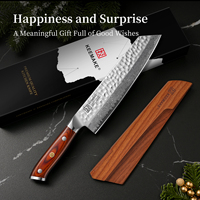 KEEMAKE Kiritsuke Koksmes, 8 inch Damascus staal Japans keukenmes met Pakkawood handvat, ultra scherp kookmes