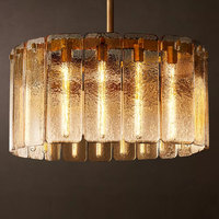 Lustre en verre moulé américain, simple, rond, pour salle à manger, bar, lampe suspendue, luxe moderne, 36 pouces