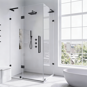 Cabine de <span class=keywords><strong>douche</strong></span> sans cadre en verre trempé de 8 mm avec porte coulissante à fermeture douce, vente en gros d'usine - Product Image 4