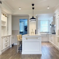 Îlot de cuisine moderne de style français-américain avec armoires, table d'îlot de cuisine, armoire de cuisine multifonctionnelle, sur mesure