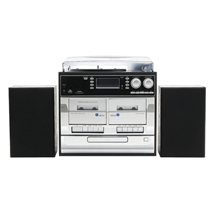 Système audio tourne-disque rétro moderne à succès avec haut-parleurs stéréo, <span class=keywords><strong>convertisseur</strong></span> <span class=keywords><strong>vinyle</strong></span> en MP3, lecteur CD/cassette/radio - Product Image 2