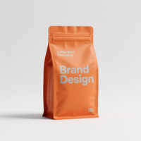 Sachet refermable personnalisé pour café, à fond plat, réutilisable, anti-odeur et étanche