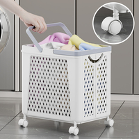 Panier à linge en plastique, panier à linge pliable avec poignée