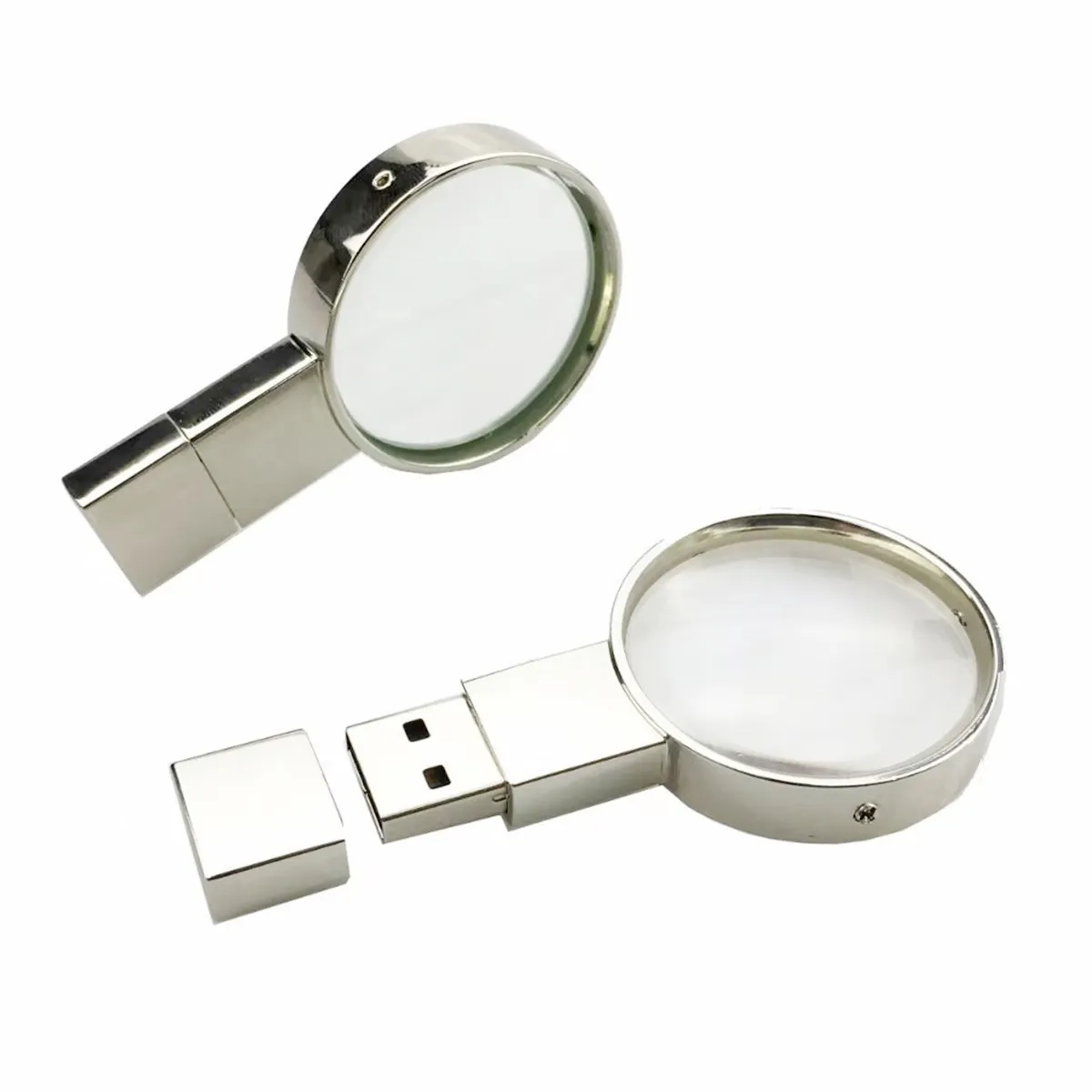 جولة المعادن الزجاج رقاقة ذاكرة USB تخزين مع المفاتيح 8GB 16GB 32GB مع مخصص 3D شحن شعار ل الزفاف التصوير الخ