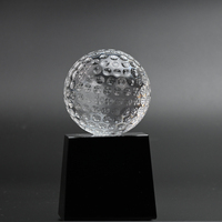 Trophée sportif en cristal K9 de 60 mm en or fin, gravé au laser, fait main, écologique, avec base trapézoïdale noire, pour golf, football, billard