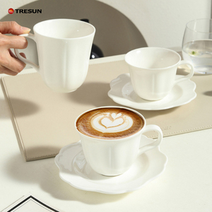 Juego de Taza y Platillo de Cerámica para Café, Multi-Capacidad, Apto para Microondas, Resistente a Altas Temperaturas, para Cafetería o Restaurante - Product Image 2