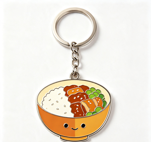 <b>Custom</b> Enamel Food <b>Keychain</b> Zinc Alloy Keyring Cartoon Bowl Pendant Lightweight Gift for Birthday Wedding - Product Image 3