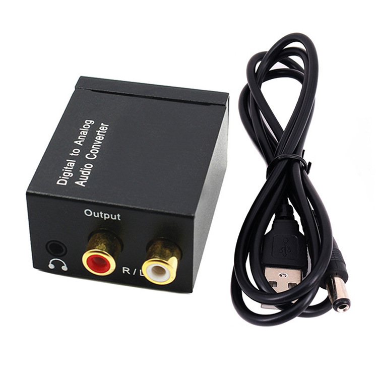 Black - Audio Converter + Power Adapter + Fiber Optic Cable