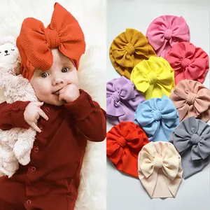 Bé Sơ Sinh Turban Mũ Turban Bun Knot Bé Trẻ Sơ Sinh Beanie Bé Gái Mềm Dễ Thương Toddler Cap Waffle Vải Phụ Kiện Tóc