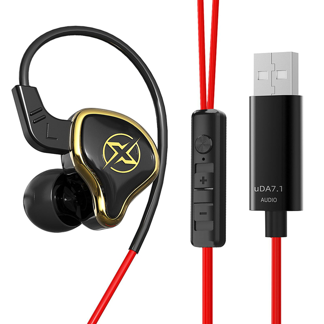UT-01 7.1 Wired Headphones Remote Control in Ear Earphones Noise Cancelling 2.5M USB Cable Gaming Headset With Microphone for PC