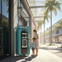 Distributeur automatique de glace et d'eau 24h/24 pour extérieur, avec SDK, acceptant billets et pièces, refroidissement par compresseur, en acier inoxydable