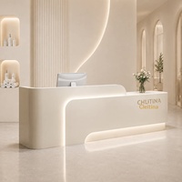 Comptoir de réception simple en MDF, minimaliste et moderne, pour salon de beauté, magasin de vêtements, institut de formation, ou caisse.