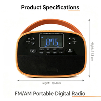 Radio numérique portable AM/FM/BT/MP3 avec réglage automatique ATS, 6 modes d'égalisation, double alimentation et affichage négatif