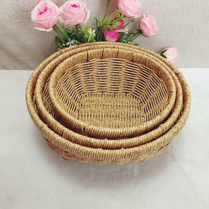 Wicker Fruit <b>Basket</b> Square Set For Storage Living Room Decorative Tray - Product Image 2