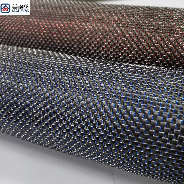 Toray iplik T300 özel metalik/yansıtıcı renkli karbon fiber kumaş/bez 3K 240gsm kırmızı/mavi araba dekorasyon için