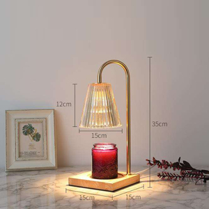 LED Night Light Desk <strong>Lamp</strong> <strong>Clear</strong> Glass Lampshade Candle Warmer Desk <strong>Lamp</strong> Wax Warmer Wood <strong>Base</strong> Marble Candle Warmer <strong>Table</strong> <strong>Lamp</strong> - Product Image 6