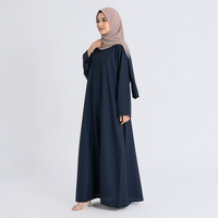 Groothandel OEM op maat gemaakte marineblauwe dagelijkse Abaya moslim Eid bescheiden islamitische wijde Abaya jurk met wijde mouwen