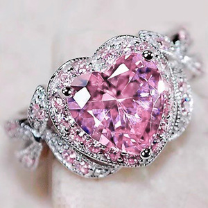 Anello con fiocco a forma di cuore rosa dolce per donna, grazioso e romantico gioiello da dito alla moda - Product Image 2