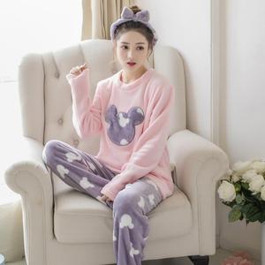 Wholesale <strong>Christmas</strong> Pajamas Women Winter Sleep <strong>Pyjamas</strong> Sets Animal Flannel Female Sleepwear Warm Cute Home Clothes - Product Image 4