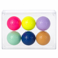Balles de golf colorées, lot de 6, couleurs assorties multicolores, boîte transparente, ensemble de présentation, logo personnalisé, vente en gros, fournisseur d'usine