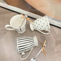 Tasses à café en céramique minimalistes nordiques avec un motif noir et blanc distinct avec une boîte-cadeau