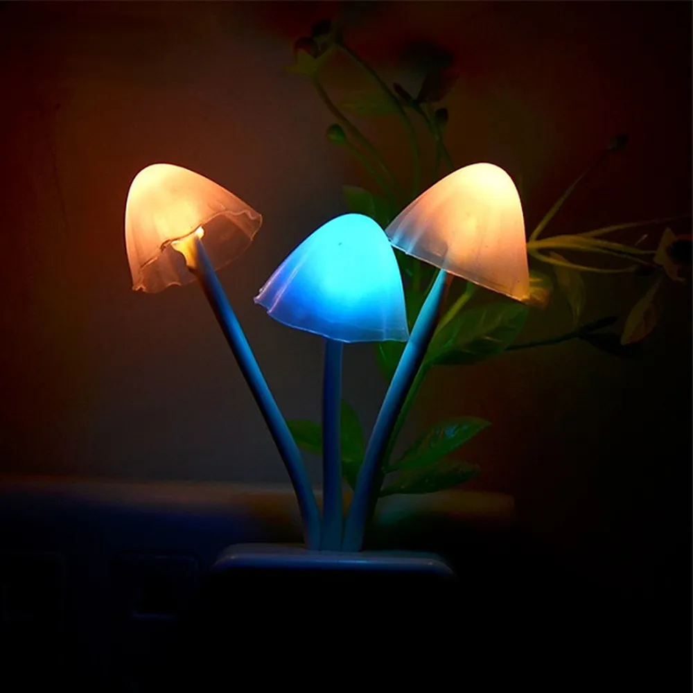 LED fungo notte applique da parete per interni spina di coniglio romantica lampadina colorata lampada da comodino illuminazione domestica decorazione lampade da parete