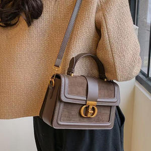 Plush and Suede Patchwork Small <b>Square</b> Bag Handheld and Crossbody Design for Women - Product Image 1