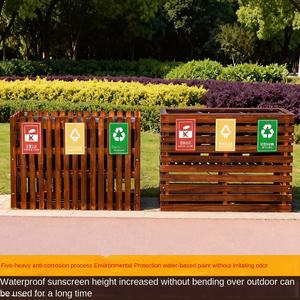 Poubelle extérieure en bois avec deux seaux intérieurs et extérieurs pour villa, cour, jardin, espace commun - Product Image 3