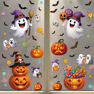 Pegatinas de <span class=keywords><strong>Calabaza</strong></span> de Halloween, Decoración Festiva, Calabazas de Caramelo, Pegatinas Electrostáticas, Pegatinas de Gato Negro Fantasma para Ventanas - Product Image 1