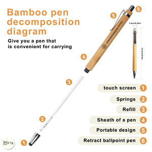 Selling Bulk Press Environmental Bamboo Ballpoint <b>Pen</b> With Printed Customized Logo for Stylo Office Stationery - Product Image 3