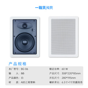 Altavoz Integrado BG-06 Blanco 100Hz-20kHz para Montaje en Pared, Audio para Cine en Casa - Product Image 4