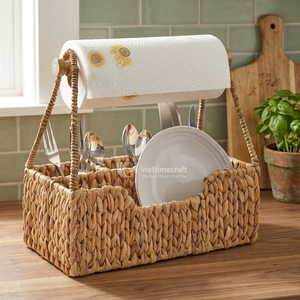 Meilleure vente Porte-serviettes en papier tissé en jacinthe d'eau Caddy avec 4 fentes pour l'organisation de la cuisine du Vietnam vente en gros - Product Image 3