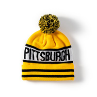 Moda Jacquard letra Beanie sombrero de invierno bordado Logotipo de punto deporte Bobble sombreros Hockey sombreros personalizados
