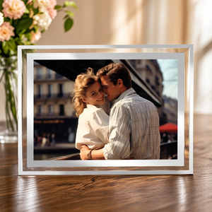 Cadre <span class=keywords><strong>photo</strong></span> en <span class=keywords><strong>verre</strong></span> cristal argenté 4x6 pouces avec impression sérigraphique pour bureau - Offre spéciale - Product Image 3