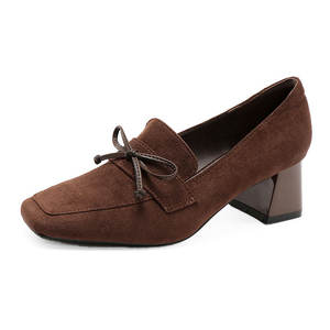 Scarpe con <span class=keywords><strong>Tacco</strong></span> Quadrato e Lacci, Nuova Collezione Autunno-Inverno 2025, Stile Britannico Retrò Marrone con <span class=keywords><strong>Tacco</strong></span> Spesso - Product Image 5