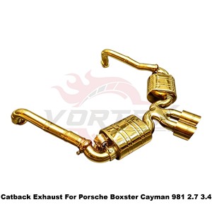 ท่อไอเสียสแตนเลสสตีลเคลือบทองพรีเมียม Vortex สำหรับ Porsche Boxster Cayman 981 2.7 3.4 เสียงแบบสปอร์ต - Product Image 3