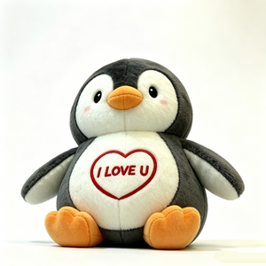 Customized adorable sitting <b>penguin</b> stuffed animal with orange beak and feet,<b>soft</b> fluffy <b>penguin</b> plush <b>toy</b> with blush cheeks - Product Image 1