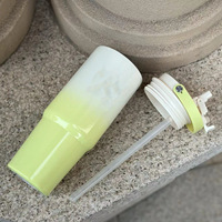 Gobelet à double boisson de 30oz, thermos sous vide réutilisable avec poignée, paille, tasse de voyage isolée pour cadeaux.