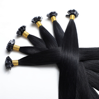 Extensiones de Cabello con Puntas K de Alta Calidad, Remy, Doble Trama, Negro Natural 1 #    Extensiones de Cabello de Queratina con Punta Plana 100% Cabello Humano para Salón