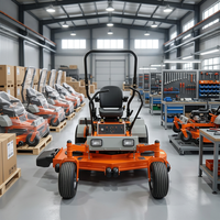 Tondeuse autoportée professionnelle de 62 pouces à moteur 4 temps de qualité industrielle, alimentée par batterie, puissance de 15 kW, vitesse maximale de 10 MPH, lames haute performance pour grandes surfaces