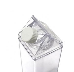 New Design <b>BPA</b> <b>Free</b> 500Ml 1000Ml Plastic Cups Clear Transparent Acrylic Square Milk Box Carton Shaped <b>Water</b> <b>Bottle</b> With Cap - Product Image 4