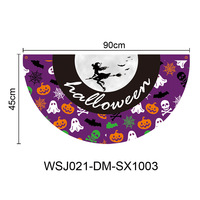Spanduk Setengah Lingkaran Halloween 90X45Cm Bendera Gantung Poliester Hantu Labu Buatan Khusus untuk Dekorasi Pesta Dinding Pintu