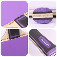 Raquette de tennis de table REACTOR CR-PURPLE 5 plis, poignée droite horizontale, caoutchouc à picots, pointe lourde, manche léger (offensive)
