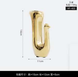 Decorazione artistica scultura in resina animale carino oro - Product Image 5