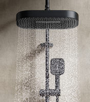 Pommeau de douche à main carré moderne de 12,6 pouces à haute pression, effet pluie et cascade, finition chromée, en ABS