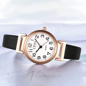 <span class=keywords><strong>Civo</strong></span> นาฬิกาข้อมือควอทซ์อะนาล็อกกันน้ำของผู้หญิงสายหนังนาฬิกาชุดที่สง่างามเรียบง่ายสำหรับผู้หญิงตัวชี้กระจกหน้าปัด - Product Image 2